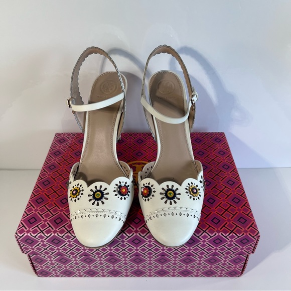 Tory Burch Heels Marguerite Nappa Ivory 9.5 - Used - Picture 4 of 16